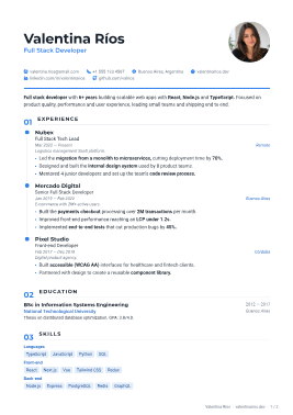 Plantilla de CV Vanguard