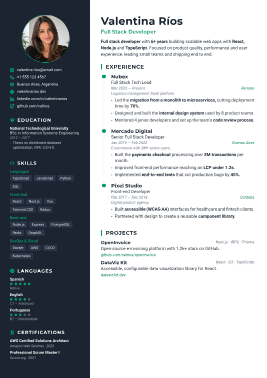 Шаблон резюме Vertex