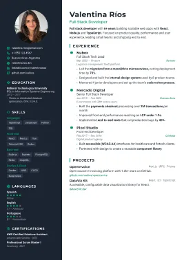 Vertex CV şablonu